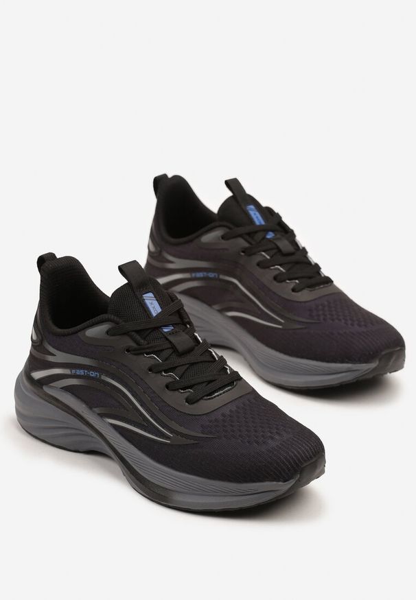Born2be - Czarno-Niebieskie Buty Sportowe Sneakersy na Piankowej Podeszwie Linasela. Okazja: na co dzień. Kolor: czarny. Materiał: jeans. Szerokość cholewki: normalna