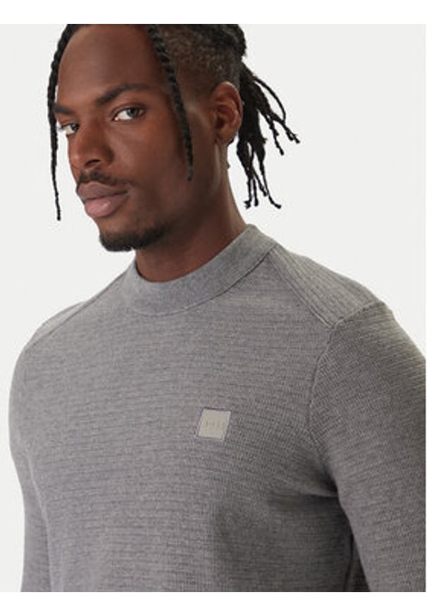 BOSS Sweter Anion 50527584 Szary Regular Fit. Kolor: szary. Materiał: bawełna