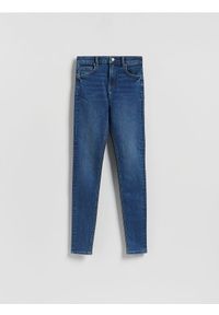 Reserved - Jeansy slim high waist - granatowy. Stan: podwyższony. Kolor: niebieski