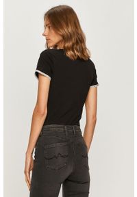 Calvin Klein Jeans - T-shirt. Okazja: na co dzień. Kolor: czarny. Materiał: bawełna, dzianina, elastan. Wzór: aplikacja. Styl: casual #4