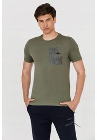 Aeronautica Militare - AERONAUTICA MILITARE Zielony bawełniany t-shirt męski, Rozmiar XXL. Kolor: zielony. Materiał: bawełna. Długość rękawa: krótki rękaw. Długość: krótkie. Wzór: haft
