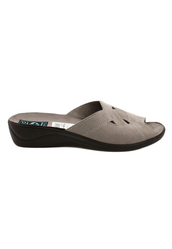 Adanex Damskie klapki BIO Nature 27341 szare. Kolor: szary. Materiał: materiał, zamsz