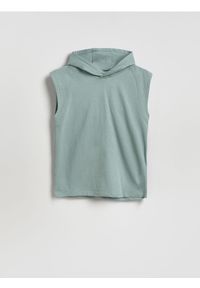 Reserved - Bawełniany t-shirt bez rękawów - niebieski. Kolor: niebieski. Materiał: bawełna. Długość rękawa: bez rękawów #1