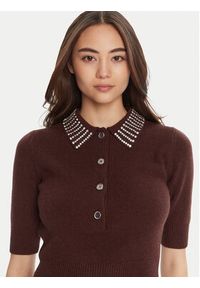 Pinko - PINKO Polo Emilia 105745 A2S4 Brązowy Regular Fit. Typ kołnierza: polo. Kolor: brązowy. Materiał: syntetyk #5