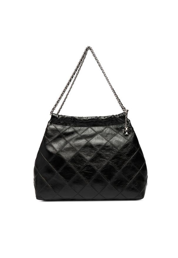 Tory Burch Torebka Fleming Soft Distressed Hobo Bag 165170 Czarny. Kolor: czarny. Materiał: skórzane