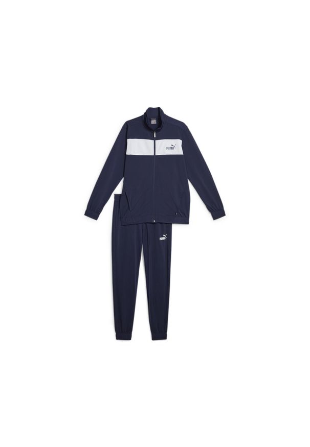Puma - Męski dres poliestrowy PUMA Navy Blue. Kolor: czarny, biały, niebieski, wielokolorowy. Materiał: poliester, dresówka. Sport: fitness