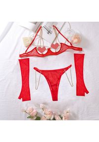 Intica - Komplet bielizny z serduszkami i łańcuszkiem elegancki zestaw Parashkeva. Kolor: czerwony. Materiał: materiał #1