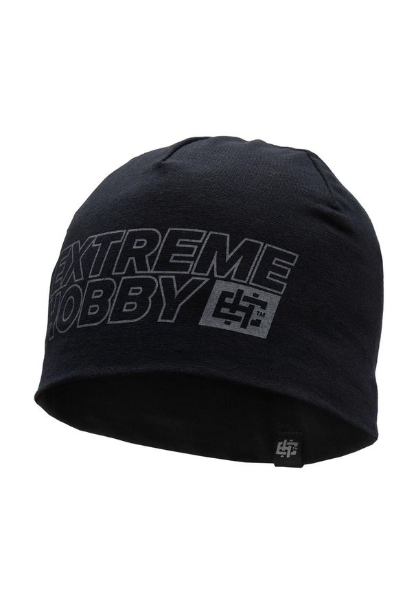 Czapka zimowa męska beanie EXTREME HOBBY BLOCK 2025. Kolor: czarny. Materiał: elastan, bawełna. Sezon: zima. Styl: casual
