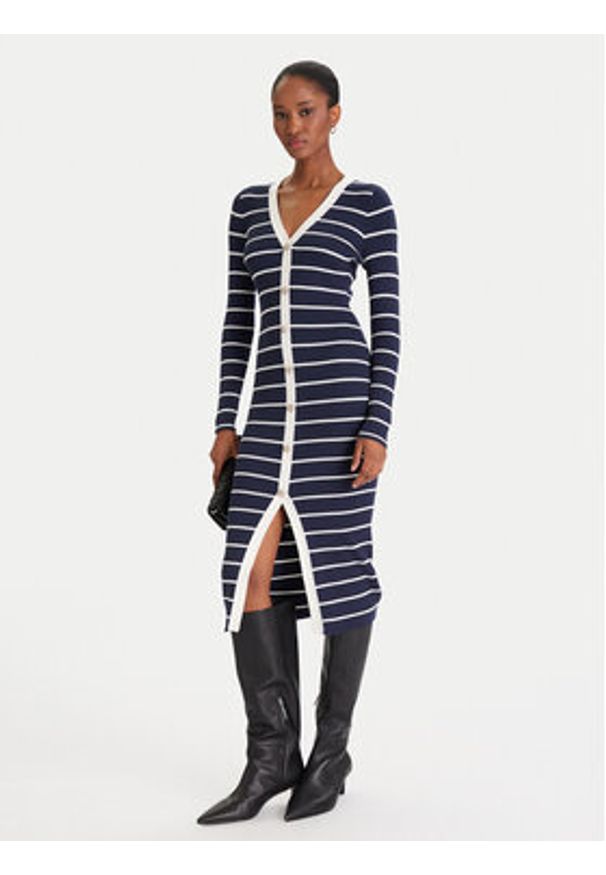 Guess Sukienka dzianinowa W5YK98 Z2YK2 Granatowy Slim Fit. Kolor: niebieski. Materiał: wiskoza