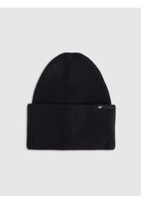 4f - 4F Czapka beanie uniseks - czarna Uniwersalny. Kolor: czarny. Materiał: dzianina, materiał, wiskoza. Sezon: zima. Styl: casual, klasyczny, sportowy #1