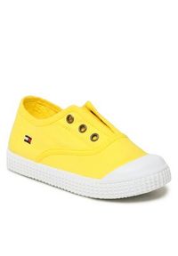 TOMMY HILFIGER - Tommy Hilfiger Trampki Low Cut Easy - On Sneaker T1X9-32824-0890 S Żółty. Kolor: żółty. Materiał: materiał #4