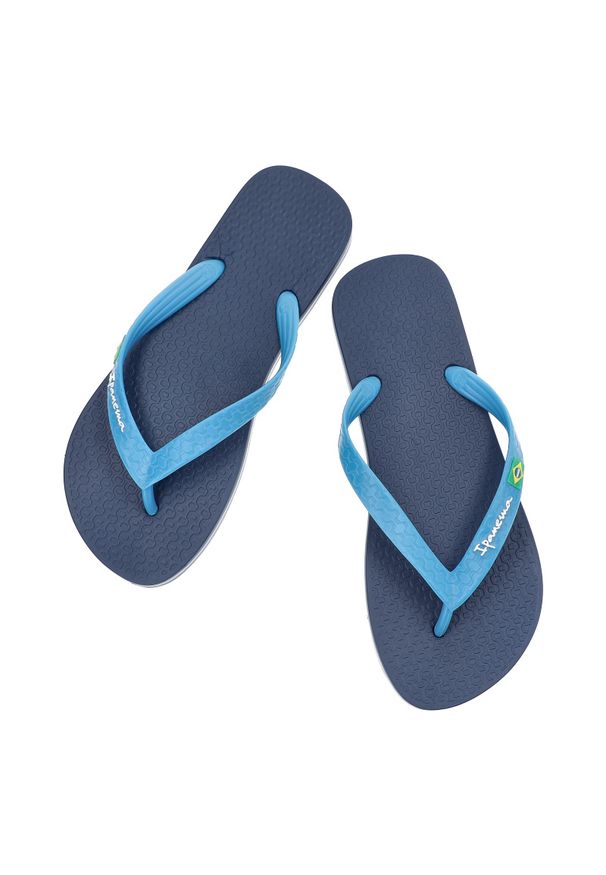 Niebieskie Japonki Ipanema Clas Brasil Wygodne Obuwie. Okazja: na spacer, na plażę. Kolor: niebieski. Wzór: paski. Sezon: lato. Styl: klasyczny, wakacyjny