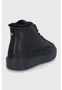Karl Lagerfeld Buty skórzane kolor czarny. Nosek buta: okrągły. Zapięcie: sznurówki. Kolor: czarny. Materiał: skóra. Szerokość cholewki: normalna #2