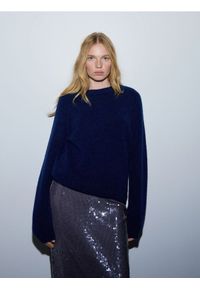 Reserved - Sweter z wełną - granatowy. Kolor: niebieski. Materiał: wełna #1