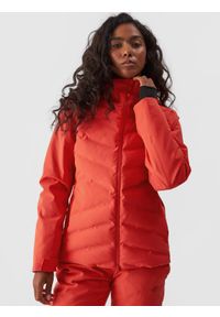 4f - 4F Kurtka narciarska membrana 10000 damska - czerwona XL. Okazja: na co dzień. Typ kołnierza: kaptur. Kolor: czerwony. Materiał: poliester, materiał, dzianina, tkanina. Wzór: gładki. Sezon: zima. Styl: klasyczny, casual, sportowy #1