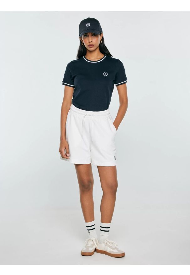 Big-Star - Koszulka damska z kontrastowym wykoŅczeniem granatowa Lemoure 403. Kolor: niebieski. Materiał: dzianina. Wzór: haft, ze splotem. Styl: elegancki, klasyczny, sportowy