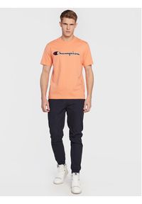 Champion T-Shirt Script Logo Embroidery 218007 Pomarańczowy Regular Fit. Kolor: pomarańczowy. Materiał: bawełna