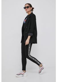 Tommy Jeans legginsy damskie kolor czarny z nadrukiem. Kolor: czarny. Wzór: nadruk