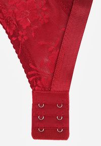 Renee - Bordowy Full Cup Biustonosz z Koronką Vikonie. Kolor: czerwony. Materiał: koronka. Wzór: koronka #7