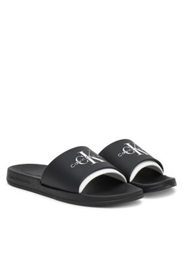 Calvin Klein Jeans Klapki Slide Rubber Neoprene Monologo YM0YM00361 Czarny. Kolor: czarny