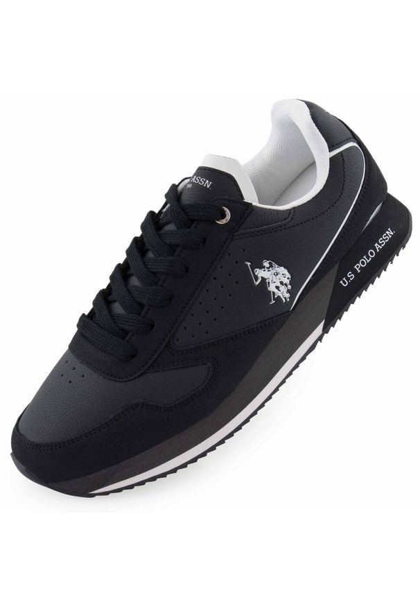 Sneakers U.S. Polo Assn. 42 - Modne skórzane buty męskie. Kolor: fioletowy. Materiał: skóra ekologiczna