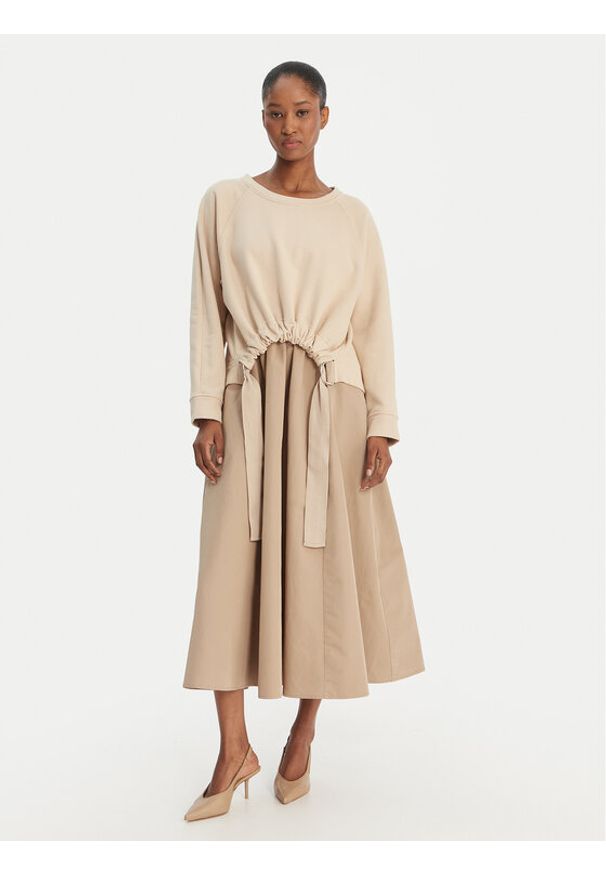 Weekend Max Mara Komplet bluza i sukienka Destino 2615631021 Beżowy Relaxed Fit. Kolor: beżowy. Materiał: bawełna