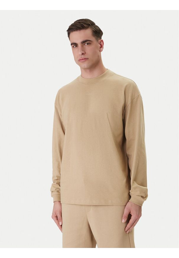 Hugo - HUGO Bluza Daposo 50511029 Beżowy Relaxed Fit. Kolor: beżowy. Materiał: bawełna
