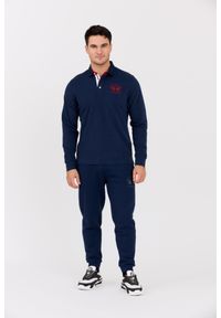 La Martina - LA MARTINA Granatowy męski longsleeve polo HEAVY JERSEY, Rozmiar L. Okazja: na co dzień. Typ kołnierza: polo. Kolor: niebieski. Materiał: jersey. Długość rękawa: długi rękaw. Styl: klasyczny, casual #4