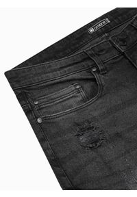Ombre Clothing - Spodnie męskie jeansowe z dziurami SLIM FIT P1025 - czarne - XXL. Kolor: czarny. Materiał: jeans. Styl: młodzieżowy #5