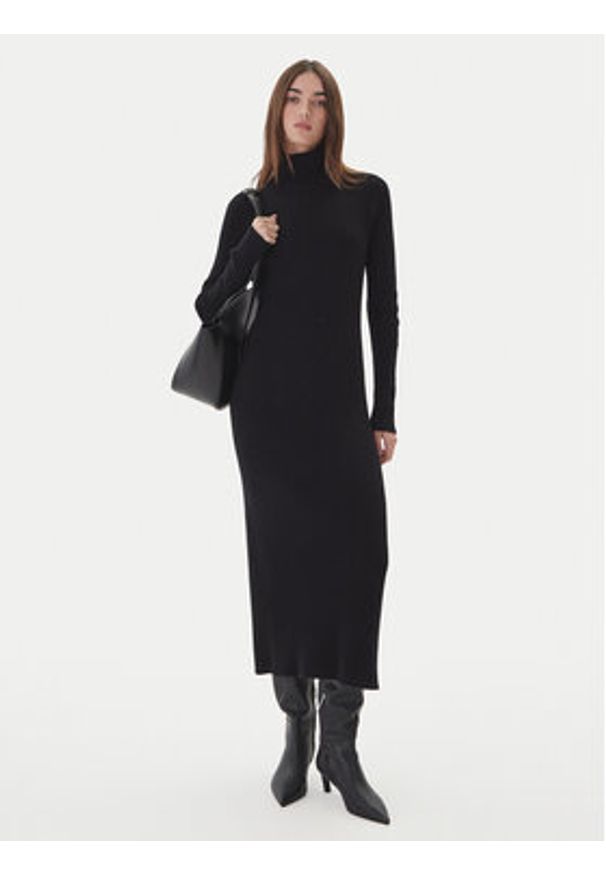 Kontatto Sukienka dzianinowa 3M0853C Czarny Regular Fit. Kolor: czarny. Materiał: syntetyk