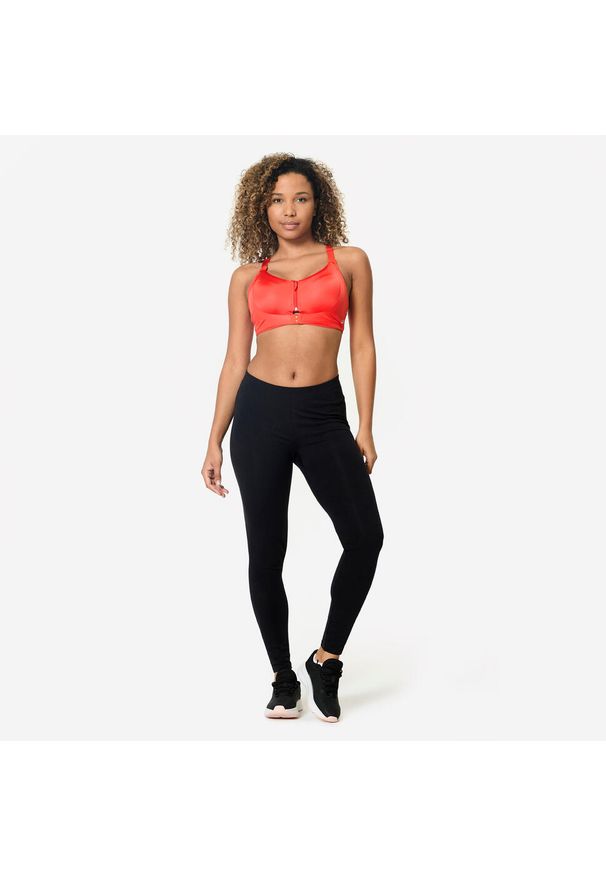 Stanik sportowy Decathlon. Kolekcja: plus size. Kolor: czerwony. Materiał: skóra, materiał. Sport: fitness