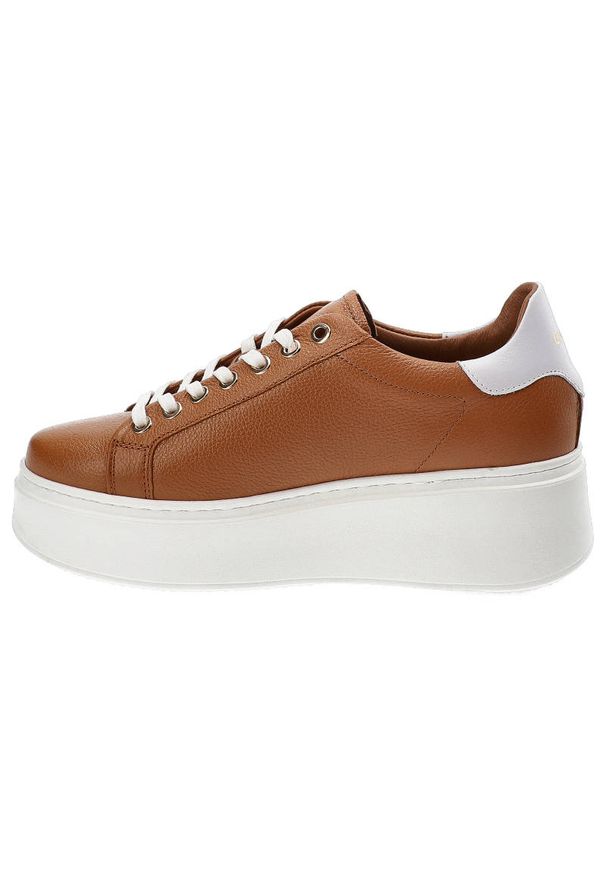 Brązowe Sneakersy Carinii Modne Buty Damskie. Okazja: na co dzień. Kolor: brązowy. Materiał: skóra. Szerokość cholewki: normalna. Wzór: aplikacja. Sezon: jesień, wiosna. Obcas: na platformie. Styl: casual, elegancki