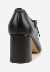 Renee - Czarne Czółenka na Słupku Ozdobione Paskami i kwadratowym Noskiem Jalabine. Zapięcie: pasek. Kolor: czarny. Wzór: aplikacja. Obcas: na słupku. Styl: klasyczny #2