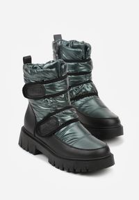 Renee - Ciemnozielone Śniegowce na Rzepy i Grubej Podeszwie Cashel. Zapięcie: rzepy. Kolor: zielony. Materiał: futro, materiał #4