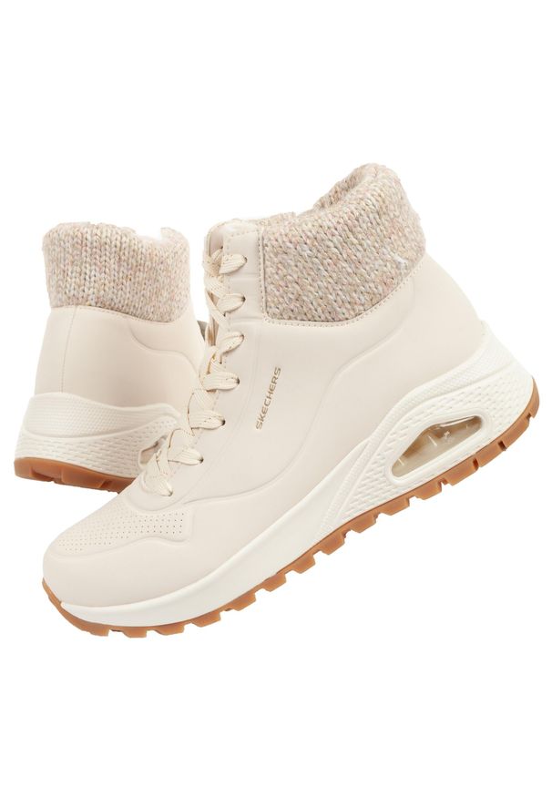 skechers - Buty damskie Skechers Uno Rugged. Kolor: beżowy, wielokolorowy, biały. Materiał: skóra, syntetyk. Szerokość cholewki: normalna. Wzór: gładki. Styl: sportowy