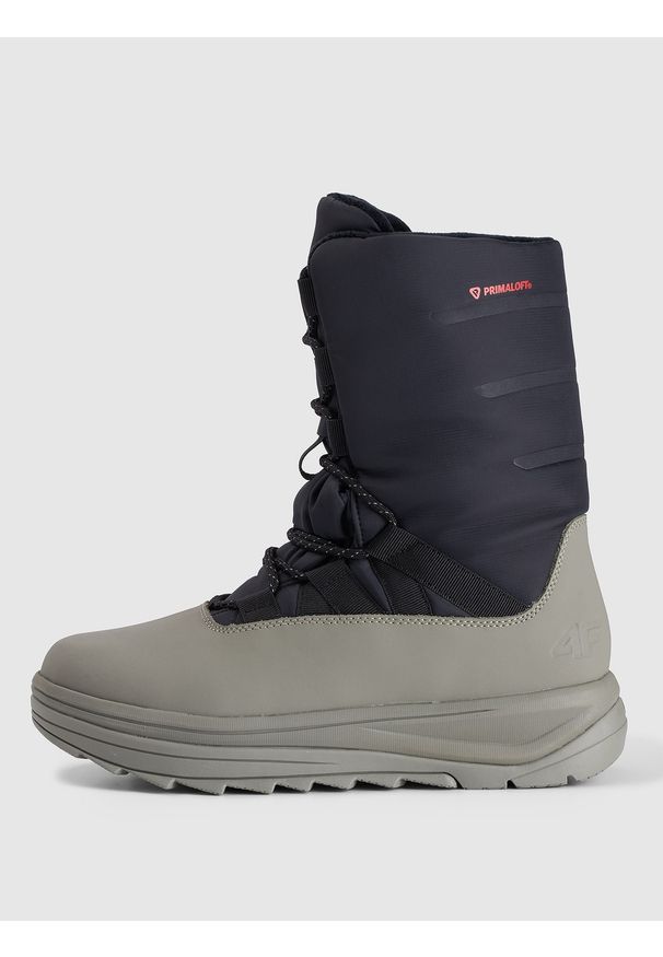 4f - 4F Buty zimowe śniegowce INUA z ociepliną Primaloft damskie - oliwkowe/khaki 37. Okazja: na co dzień. Wysokość cholewki: przed kolano. Kolor: brązowy, wielokolorowy, oliwkowy. Materiał: guma, materiał. Szerokość cholewki: normalna. Sezon: zima. Styl: casual