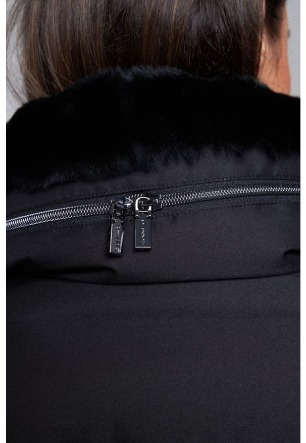 DIEGO M Czarna damska kurtka puchowa z futrem królika, Rozmiar 34 EU - 38 IT. Kolor: czarny. Materiał: futro, puch