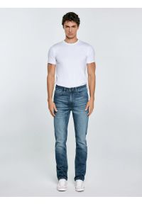 Big-Star - Jeansy męskie dopasowane granatowe Terry High Waist 329. Okazja: na co dzień. Stan: podwyższony. Kolor: niebieski. Styl: klasyczny, casual #5