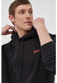 Hugo - HUGO bluza 50469851 męska kolor czarny z kapturem z nadrukiem. Typ kołnierza: kaptur. Kolor: czarny. Materiał: poliester. Wzór: nadruk #4