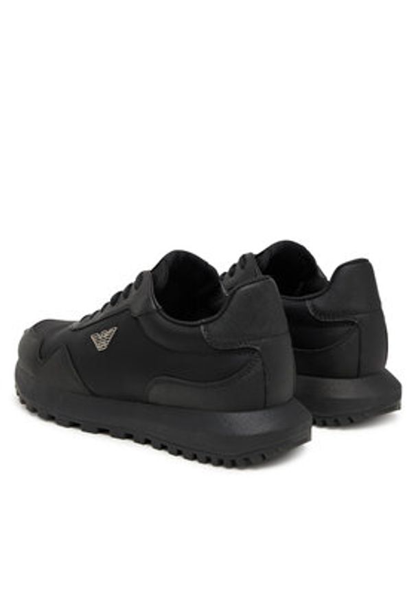 Emporio Armani Sneakersy EM003738 AF19532 MC005 Czarny. Kolor: czarny. Materiał: skóra, zamsz