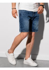 Ombre Clothing - Krótkie spodenki męskie jeansowe - niebieskie - Rozmiar: M. Kolor: niebieski. Materiał: jeans. Długość: krótkie. Sezon: lato. Styl: klasyczny #6