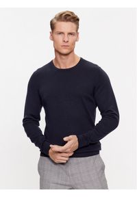 Calvin Klein Sweter K10K109474 Granatowy Regular Fit. Kolor: niebieski. Materiał: wełna