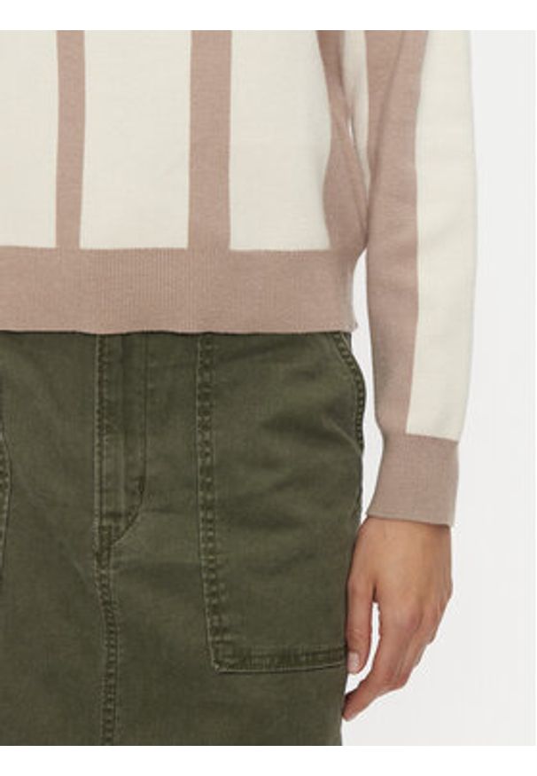 Vero Moda Sweter Gold New Art 10311357 Beżowy Regular Fit. Kolor: beżowy. Materiał: syntetyk, wiskoza