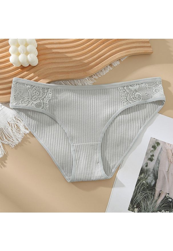 Intica - Figi koronkowe z elastycznego materiału na co dzień i okazje Dafni. Kolor: szary. Materiał: materiał, koronka