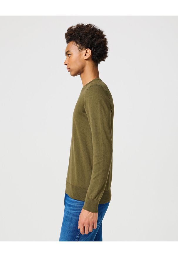Wrangler - WRANGLER MĘSKI SWETER KNIT SWEATER IVY GREEN 112357202 W8F2016396. Styl: elegancki