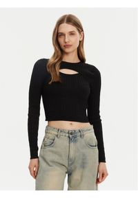 only - ONLY Sweter Meddi 15339582 Czarny Cropped Fit. Kolor: czarny. Materiał: wiskoza