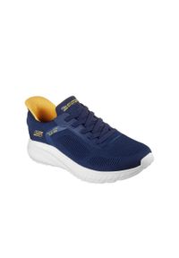 skechers - Buty sportowe męskie Skechers Bobs Squad Chaos SLIP-INS. Kolor: niebieski. Materiał: materiał. Szerokość cholewki: normalna