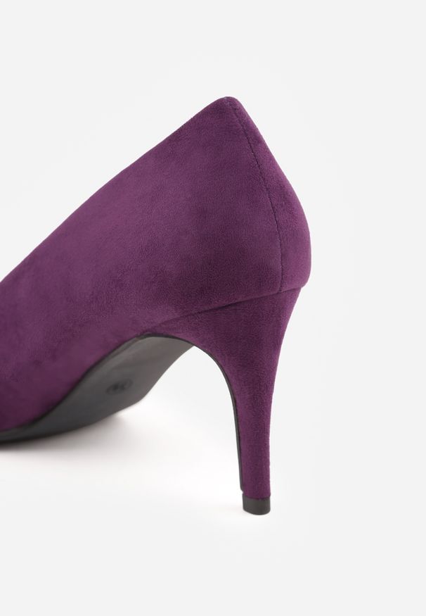 Renee - Fioletowe Casualowe Czółenka na Szpilce z Wkładką ze Skóry Naturalnej Cleinae. Okazja: na co dzień. Kolor: fioletowy. Materiał: skóra. Obcas: na szpilce. Styl: casual. Wysokość obcasa: średni