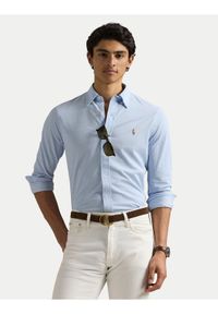 Polo Ralph Lauren Koszula 710932545013 Błękitny Slim Fit. Typ kołnierza: polo. Kolor: niebieski. Materiał: bawełna