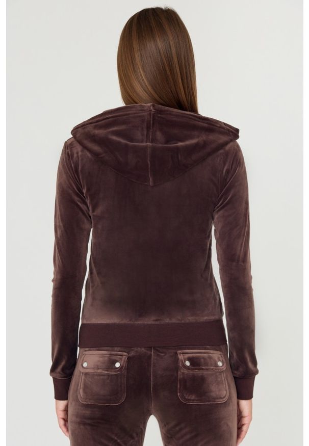 Juicy Couture - JUICY COUTURE Brązowa bluza Robertson. Kolor: brązowy. Materiał: poliester. Wzór: haft